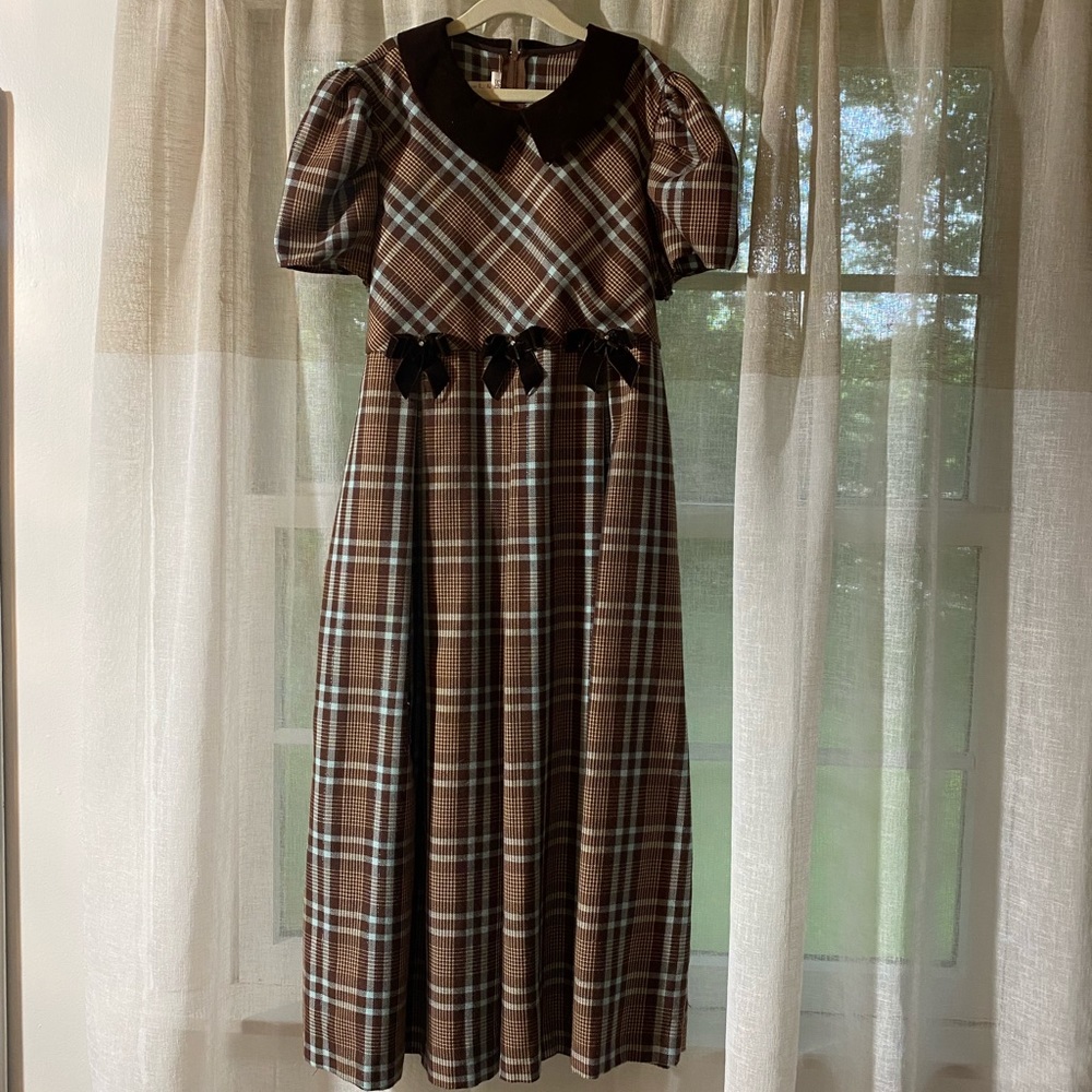 Bonnie Jean Size 16 Girls Brown & Blue Dress